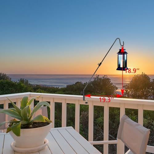 31 Inch Heavy Duty Deck Hook, Non-Slip Clamp, 360 Degree Swivel, Black for Bird Feeders, Planters, Suet Baskets, Lanterns, Wind Chimes, 2 Pack - size: 31 Inch