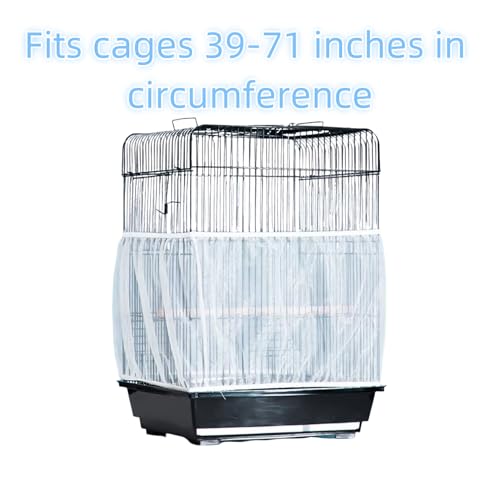 Bird Cage Seed Catcher, Suitable for Ranging from 39 to 71 Inches, Stretchy Form Fitting Mesh Skirt Cover for Parrot Enclosures, Parakeet Cage, Bird Cage Accessories, Small Bird Cage