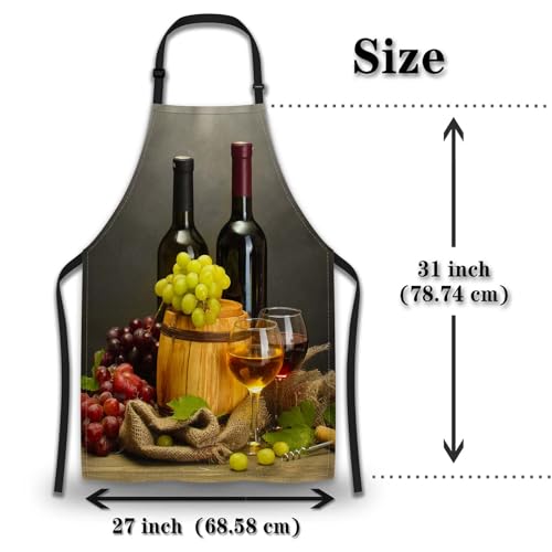 Garden Apron for Men Bottles and Glasses Pinafore Aprons for Women for Kitchen Cooking Restaurant BBQ Painting Crafting Gardening 27” (W) x 31” (H), Waterproof Aprons - color: Bottles and Glasses