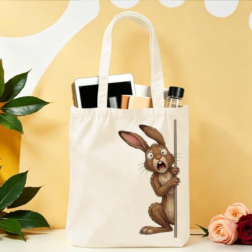 Cartoon Canvas Tote Bag, Gifts for Women Men Birthday Christmas Reusable Tote Shoulder Bag for Grocery Shopping 01 - color: Rabbit 469