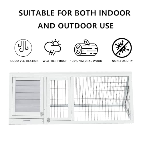 Rabbit Hutch Bunny Cage Indoor Outdoor for Chickens, Quails, Ducks | Small Poultry Enclosure, Ventilating Wire Fence, Pull-Out Tray, Triangular Frame, Waterproof Roof - color: Grey