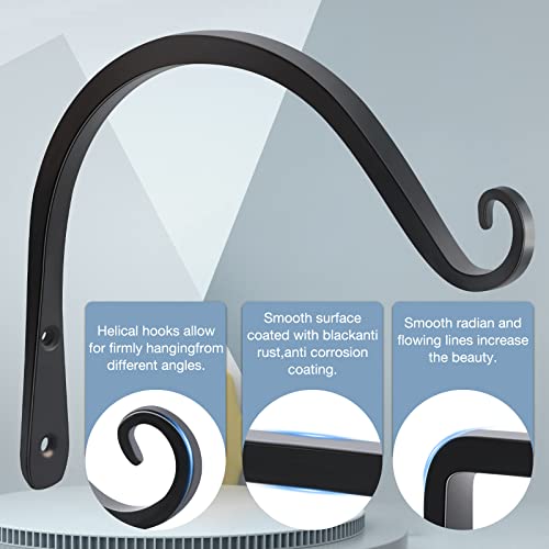Gtongoko 8" Outdoor Plant Hanger Wall Bracket, Heavy Duty, 2 Pack | 44lb Capacity,Rust-Resistant Finish,Easy Installation,Fit Hanging Baskets,Ideal for Bird Feeders & Lanterns - size: 8 Inch, style: C-shape