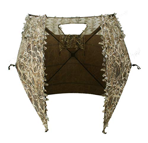 AUSCAMOTEK Pop Up Ground Blind for Deer Duck Turkey Hunting Portable Quick Setup Lightweight Green/Brown/Dry Grass Ground Peg Included - color: Dry Reed