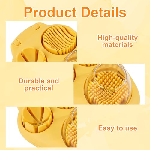 Egg Cutter, 2 Piece Set in Yellow 3 in 1 Hard Boiled Egg Slicer and Dicer with Cleaning Brush, Kitchen Tool for Quick Meal Prep and Snack Preparation