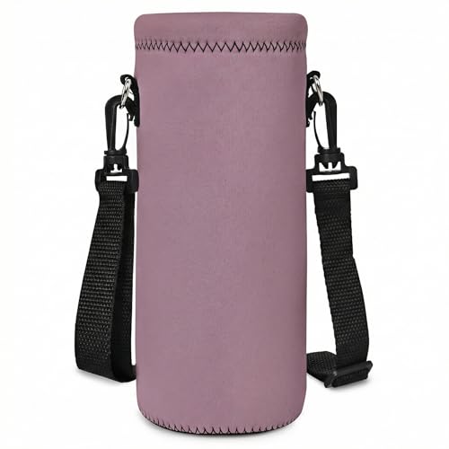 Neoprene 500ML/750ML/1000ML Water Bottle Bag Carrier, Portable Insulated Bottle Sling Holder Case Pouch with Adjustable Shoulder Strap for Men Women Walking Hiking Running - color: Dusty Mauve, size: 500ML