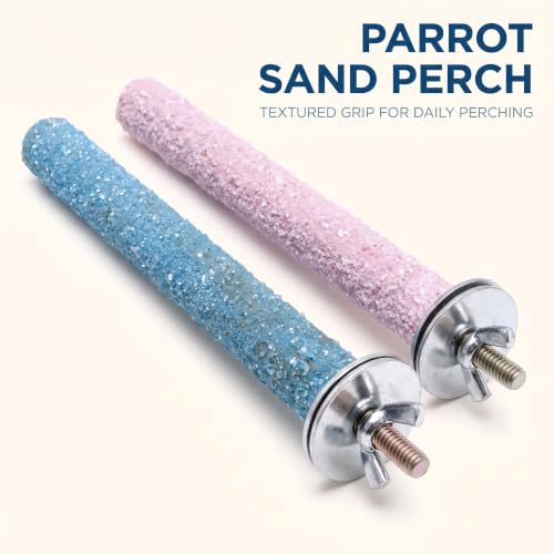 2 Pcs Multi-Color Random Bird Perch Stand Toy Wood Parrot Perch Stand Grinding Claw Sticks Sanded Surface Cage Toy for Parakeets Finches Parakeet Toys Birdcage Accessories