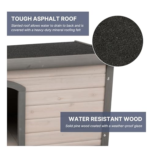 TRIXIE Natura Classic Dog House – Outside, Large, Weatherproof Sealer & Hinged Roof, Adjustable Legs - color: Gray, size: Large