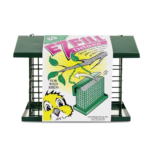 C&S EZ Fill Deluxe Suet and Snak Feeder with Roof & Platform, Suet Feeder for Wild Birds, Holds one 56 Ounce Suet Cake - style: Deluxe Feeder 1-Pack