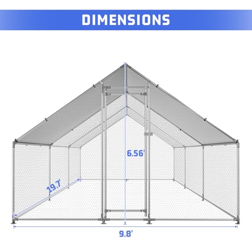 HEYTOWN Large Metal Chicken Coop Chicken Pen Walk-in Poultry Cage with Water-Resident and Anti-UV Cover Chicken Runs for Yard with Cover Duck Rabbit Dog House Outdoor | Walk-in, Poultry Cage, Chicken Run for Yard with Cover,Water-Resident and Anti-UV Cove