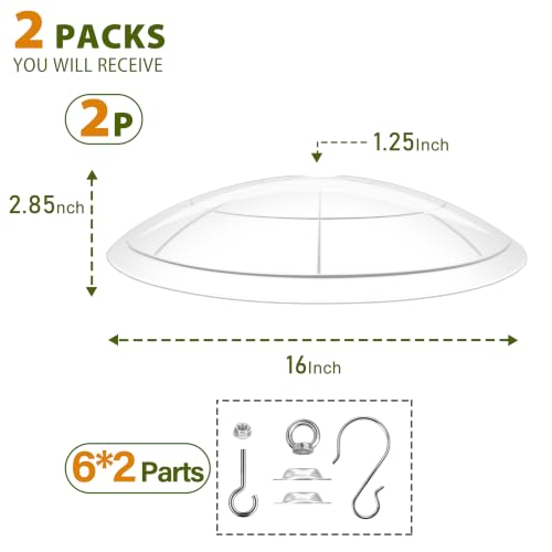 16-Inch Widened Bird Feeder Cover,Hummingbird Feeder Rain Guard,Squirrel Baffle for Bird Feeders,Squirrel-Proof for Wide Outside Tree Trunk or Eave,Gift for Wumen Translucent,2 Pack - color: Clear, size: 16''/2P