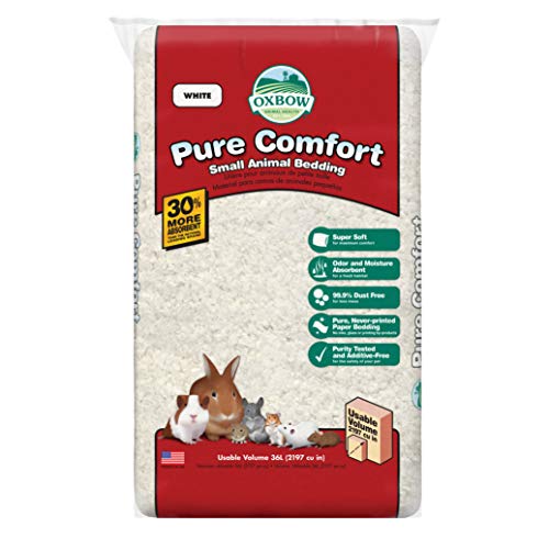 Oxbow Small Animal Bedding, Hamster, Guinea Pig, Rabbit, White, USA, 36 L | Pure Comfort, Hamster Bedding, Guinea Pig Bedding, Low Dust, Virgin Paper, Litter Box, Bunny, Rats, Gerbils, Chinchillas - color: White, size: 36 Liter