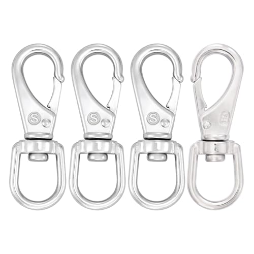 SHONAN 3.5 Inch Stainless Steel Flag Clips for Flagpole Rope- 4 Pack Diving Clips Flag Pole Clips, Swivel Snap Hooks for Dog leashes, Keychains, Boat Ropes, Bird Feeders