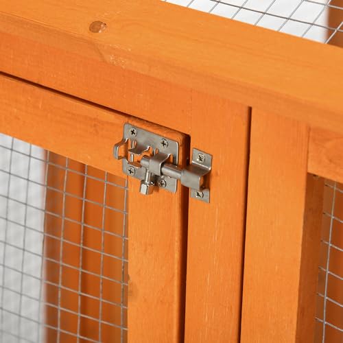 PawHut Chicken Run, Wooden Large Chicken Coop, Combinable Design with Perches & Doors for Outdoor, Backyard, Farm, 4.6' x 2.8', Orange | Combinable Design, Perches & Doors, for Outdoor, Backyard, Farm