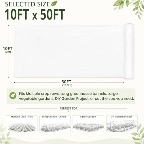 10Ft x 50Ft Garden Netting, Fine Mesh Insect Netting for Plant Protection, Mosquito Bug Bird Barrier Mesh Cover for Vegetables Fruits Flowers Raised Beds - size: 10Ft x 50Ft