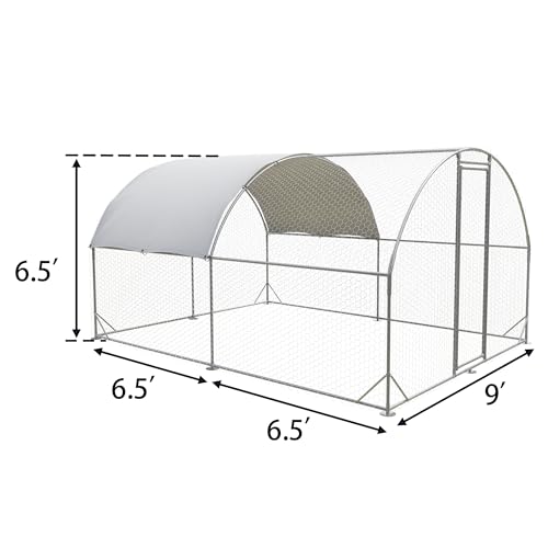 Large Metal Chicken Coop,Outdoor Chicken Coop Run with Water-Resident and Anti-UV Cover,Dome Roof Walk-in Poultry Cage Duck Rabbit House for Outside,Backyard and Farm, 13'Lx9'Wx6.5'H - color: Dome Roof, size: 156.0"L x 108.0"W x 78.0"H