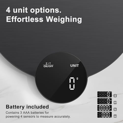 Ultrean 1g/0.1oz Precision Food Scale, HD LED Display Digital Kitchen Scale, Stainless Steel, 11lb Capacity for Cooking Baking (Batteries Included)