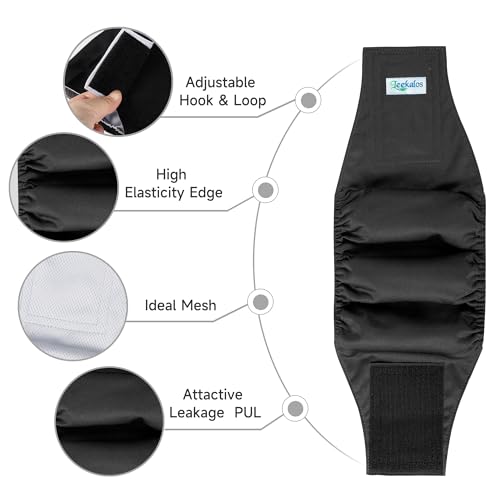 Leekalos Male Dog Diapers, Dog Belly Bands for Male Dogs | Wraps Washable Doggie Diapers High Absorbing Dog Belly Bands - color: Black, size: Small(11"-14")