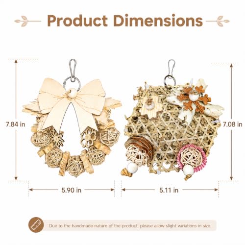2PCS Natural Bird Toy,Chew Toys for Parakeets,Cockatiels,Conures,Love Birds,and Other Small to Medium Birds - style: Style 1