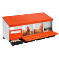VEVOR Chicken Nesting Boxes, 4 Compartments, Metal Egg Laying Boxes with Protective Collection Lids, Roll Out Nesting Box, Easy to Assemble, Ideal for Hens, Ducks, Chickens, and Other Poultry, Orange - size: 41.7"L x 20.6"W x 18.7"H