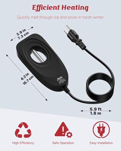 Pawfly 50 W Bird Bath Heater for Outdoors, Birdbath Heater with Thermostat | IPX8 Waterproof Submersible Bird Bath Deicer, Chicken Water Heater, Winter Water Heater for Livestock Wildlife