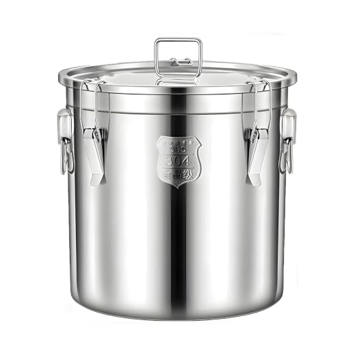 1.5Gal 304 Stainless Steel Containers with Lid, 202oz Airtight Flour Container, 5-10lbs Kitchen Metal Airtight Canisters for Rice, Flour, Grain, Coffee Bean, Sugar, Cookie 6L - size: Standard 6L/1.6gal
