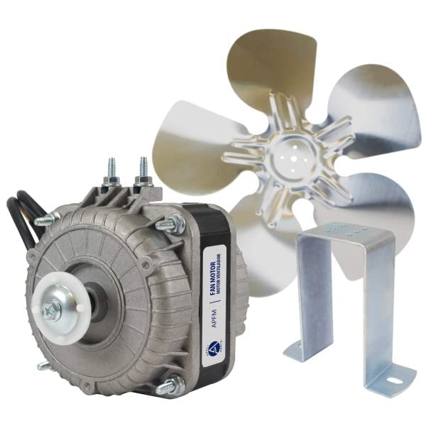 Appli Parts APFM-161E 16W Condenser and Evaporator Fan Motor 115V 60Hz 0.95A, Includes 10in Aluminum Fan Blade and Mounting Base, Universal Replacement for Commercial Refrigeration Units