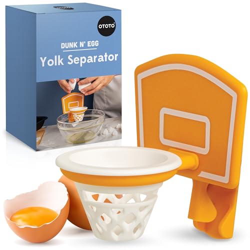 OTOTO Dunk N' Egg Yolk Separator Funny, Unique Kitchen Gadgets, Kitchen Accessories, Unique Cooking Gifts, Basketball Stuff - color: White and Orange