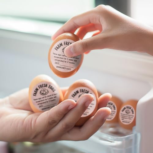 500pcs Farm Fresh Egg Carton Stickers, 2in Round Unwashed Egg Carton Labels with Collection Date Self-Adhesive Egg Packaging Labeling for Chicken Duck Quail Egg