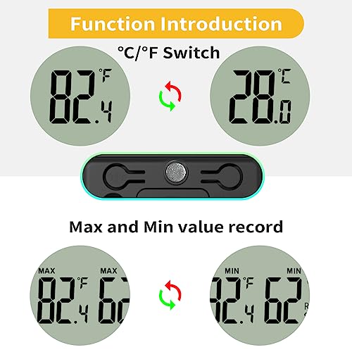 4-Pack Mini Digital Thermometer Hygrometer, Magnetic with Table Stand | Tracks MAX/MIN temperature and humidity with 10-second updates; includes 4 preinstalled CR2032 batteries. - style: without probe