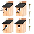 4-Pack Black Wooden Bird Houses for Outdoors with Predator Guard, Bluebird Houses for Outside – Ideal for Bluebirds & Other Backyard Birds, Black