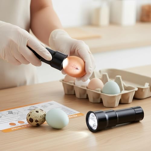 Egg Candler Candling Light Egg Development Tester Flashlight for Chicken Duck and Goose Eggs, 2PCS(Black)