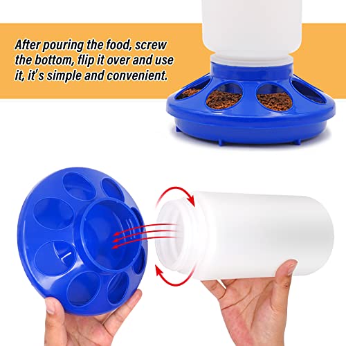 Chicken Feeder and Waterer Kit Set Automatic Chicken Waterer Feeder Poultry Duck Quail Chick Baby Bird Water Dispenser no Waste Poultry Coop Accessories Supplies(Blue) - color: Blue