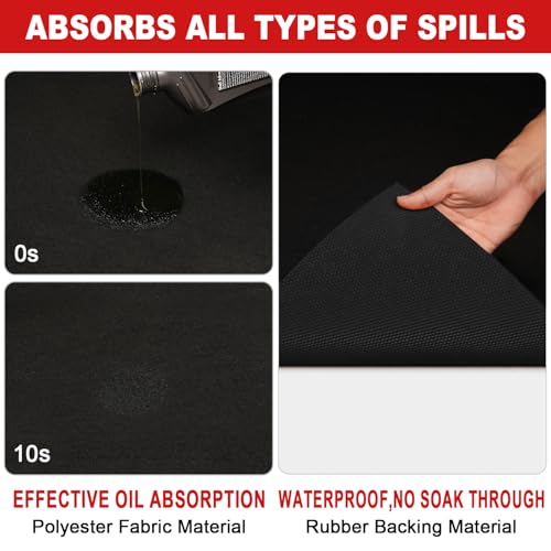 Heavy-Duty Garage Floor Mat 17' x 7'4" - Waterproof Garage Flooring for Cars & SUVs, Durable Garage Mats for Floor, Oil Spill Resistant Garage Pad, Under Car Mat, Garage Rug for Floor, Oil Change Mats - size: 7'4" x 17' (Rectangular)