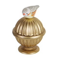 Gold Candy Jar Kitchen Canister, with Wood Bird Handle | for Countertop, Decorative Dog Treat Storage
