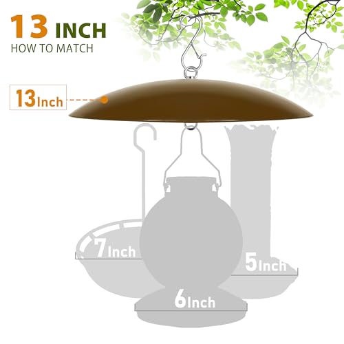 13" Bird Feeder Dome, Hummingbird Feeder Rain Guard, Bird Feeder Cover,Baffle for Bird Feeder Pole,Smart Birds Feeder's Umbrella(Brown), 1 Pack - color: Brown, size: 13Inch / 1 Pack
