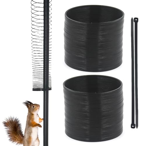 2PCS Squirrel Baffle for Bird Feeders Pole, Metal Squirrel Guard Squirrel Barrier, Squirrel Spring Coil Guard Protects Hanging Bird Feeders for Outdoor Bird Feeder Poles - size: 2PC