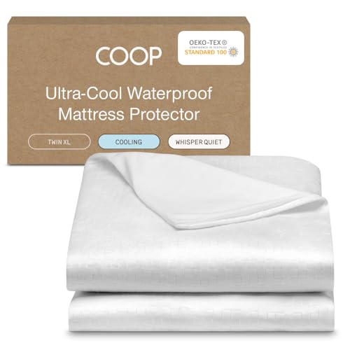 Coop Home Goods Ultra-Cool Waterproof Mattress Protector, Twin XL, Cooling Mattress Protector, Machine Washable Cooling Bed Cover, Whisper Quiet Waterproof Bed Cover, Twin XL (39x80) - size: Twin XL, style: Ultra-Cool