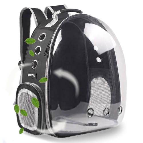 Cat Backpack Carrier, Pet Backpack, Breathable Cat Dog Space Capsule Backpack, Airline-Approved for Small Cats Dogs Birds Bunny Travel Hiking - color: BLACK