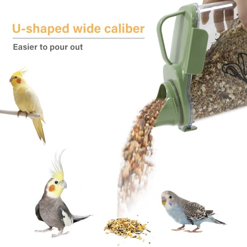 Bird Seed Storage Container Portable-3 Qt/2.8 L Clear Plastic Airtight Wild bird Seed Dispenser food with Measuring Cup|BPA Free-Green - color: Green