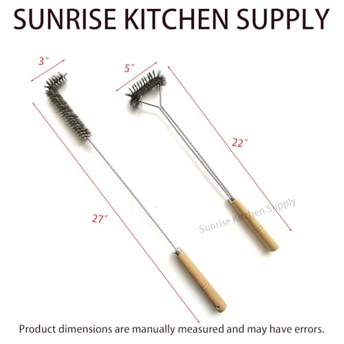 SUNRISE Fryer Brush with Long Handle (Stainless Steel, L and Single Brush) - color: Stainless Steel, size: L and Single Brush