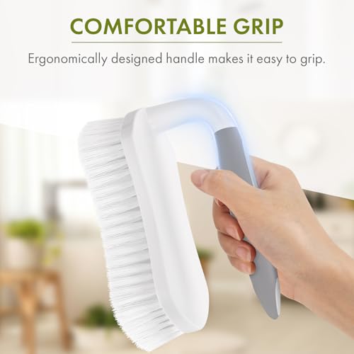 Scrub Brush for Cleaning Comfort Grip Bathtub Scrubber Stiff Bristles with Handle Heavy Duty Shower Cleaner Brush for Tub Carpet Floor Sink Outdoor - Pack of 2 (Black+Grey) - color: Black+grey