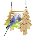 2-Sided HD Bird Mirror Toys, Cotton-Wrapped Parakeet Perches Swing | Kiln-Dried Wooden Frame Hanging Parrot Swing for Cages, No Sharp Edges, Safe Bird Toy for Budgies Lovebirds Cockatiels