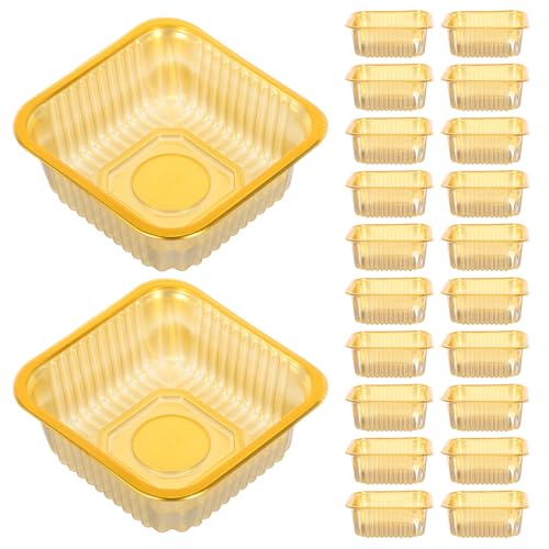 100pcs Disposable Mooncake Packaging Trays with Gold Thickened Plastic, Single Mini Cake Container for Egg Yolk Pastry and Biscuit, Festival Party Bakery Supply