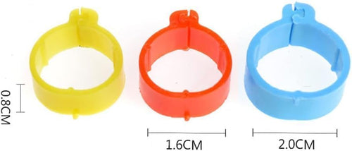 100 Pcs 16mm Coloured Plastic Chicken Leg Rings Poultry Foot Bands Chicken Identification Tags for Ducks Chicks, Poultry Habitat Supplies