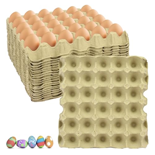 20 Flats 30-Cell Egg Crate, Sturdy and Stackable, Holds 30 Eggs, Multipurpose Use - size: 20 Pack Light gray