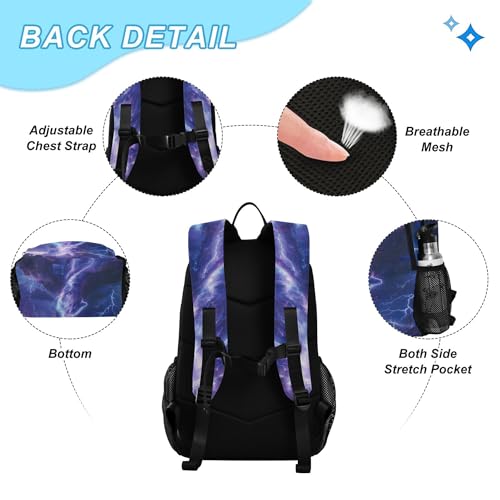 Blue Lightning Tornado Backpack with Lunch Bag, School Travel Backpack for Teens Boys Girls Backpacks Set - color: Blue