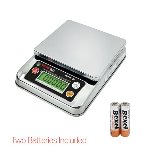 VisionTechShop VK-10S 0.1g Premium Food Kitchen Scale, Lb/Oz/Kg/g Switchable, Stainless Steel Plate Food Scale, Large LCD Display with Backlight, 12lb Capacity, 0.002lb Readability - size: VK-10S-12LB