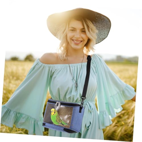 VANZACK Transparent Parrot Carrier Cross Body Pouch Portable Outdoor Bird Cage with Zippered Closure and Adjustable Shoulder Strap for Travel Camping Hiking