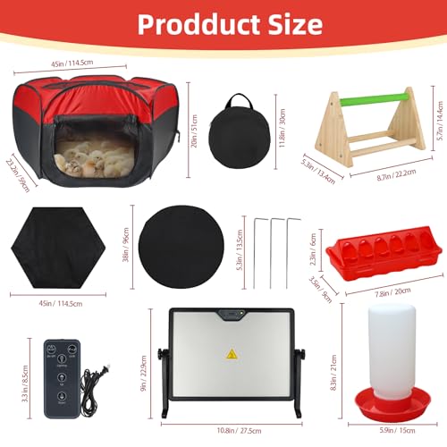 Chicken Brooder Box for Chick Starter Kit, 12.8 * 17.8 inch Large Brooder Heating Plate, Brooding Up to 30 Baby Chicks, Chicks Feeder＆Waterer, Nesting Pad, Perch, All-in-1 Chicken Brooder Set