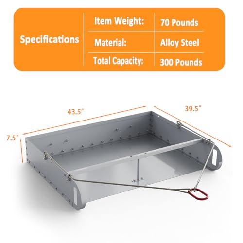 Pasture Manure Scoop Silver | Tow Behind Manure Scoop for Horses Paddocks, Picks Up for Small Manure from Horse, Instead of a Manure Fork ATV Rake